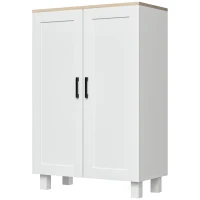 HOMCOM Skandinavischer Küchenschrank mit 2 Türen, höhenverstellbares Regal, erhöhte Basis, 60x30x90 cm, Weiß(m-7)