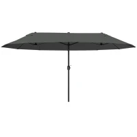 Outsunny Parasol de Jardin Exterieur 4,6 x 2,7 m, Grand Parasol Double Rectangulaire avec Manivelle, Polyester 180 g/m², Gris(m-11)