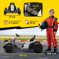 AIYAPLAY 24 V Go-Kart electric pentru copii Până la 18 km/h Gokart cu funcție drift, Drift-Kart cu 2 motoare scaun reglabil Alb(m-3)