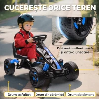 AIYAPLAY Kart cu pedale pentru copii 3-6 ani, max. 50 kg, cu suport pentru pahar și roți EVA antiderapante, albastru(m-6)