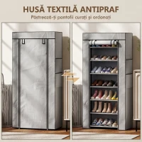 HOMCOM Pantofar cu 7 rafturi din oțel, cu husă din material nețesut, 60 x 30 x 126 cm, gri(m-6)