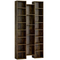 HOMCOM Modernes Holzregal hoch 181 cm mit 21 Fächern und 10 verstellbaren Einlegeböden, Rustikabraun(m-1)
