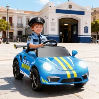 AIYAPLAY Coche Eléctrico para Niños con Licencia RUF CTR 3 Clubsport Mando a Distancia Motor Doble Sirena Ruedas Auxiliares Azul(m-10)