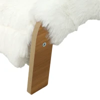 PawHut Canapé pour Chien Chat Lit Surélevé en Bois, Coussin Amovible en Peluche, Pieds Antidérapants, 70 x 47 x 30 cm, Blanc(m-14)