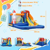 AIYAPLAY Castillo Hinchable 5 en 1 con Tobogán Piscina de Chapoteo y Cañón de Agua con Inflador de 550W y Bolsa de Transporte(m-3)