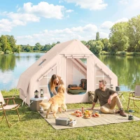 Outsunny Aufblasbares Zelt 5-8 Personen Schneller Aufbau 5000 mm Wasserdicht & Winddicht mit Luftpumpe Kaminöffnung Dachfenster(m-2)