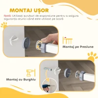 PawHut Poartă Extensibilă pentru Câini cu Montare prin Presiune și Închidere Automată, Înălțime 76,2 cm, Albă(m-14)