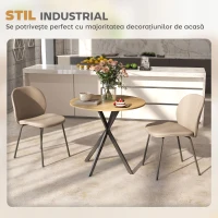 HOMCOM,Masă de Dining,Stil Industrial,PAL, oțel,80cm x 80cm x 75cm,Stejar(m-5)