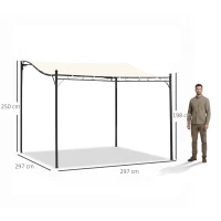 Outsunny Pergola tuinpergola 297x297 cm, Metaal overkapping voor tuin, Creme(m-3)