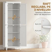 HOMCOM Dulap De Baie Slim Cu 2 Uși, Rafturi Reglabile, MDF, Metal, 60x30x170 cm, Alb(m-5)