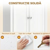 HOMCOM Dulap De Baie Slim Cu 2 Uși, Rafturi Reglabile, MDF, Metal, 60x30x170 cm, Alb(m-6)