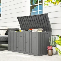 Outsunny Ladă de Grădină 227,4L cu Capac, Încuietoare, Protecție UV, 106,5x43x54,5 cm, Efect Lemn Gri(m-2)