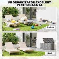 Outsunny Ladă de Grădină 227,4L cu Capac, Încuietoare, Protecție UV, 106,5x43x54,5 cm, Efect Lemn Gri(m-4)