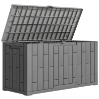 Outsunny Ladă de Grădină 227,4L cu Capac, Încuietoare, Protecție UV, 106,5x43x54,5 cm, Efect Lemn Gri(m-1)