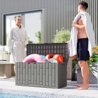 Outsunny Ladă de Grădină 227,4L cu Capac, Încuietoare, Protecție UV, 106,5x43x54,5 cm, Efect Lemn Gri(m-8)