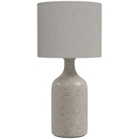 HOMCOM Lámpara de Mesa para Noche y Escritorio con Base de Cerámica Pantalla de Lino 22x22x45 cm Arena y Beige