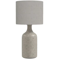HOMCOM Lámpara de mesa, lámpara de mesita de noche y de escritorio con base de cerámica, pantalla de lino, 22x22x45 cm Arena+Beige(m-1)