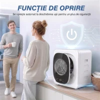 HOMCOM Mini Uscător de Rufe Portabil 2.5 kg, 5 Programe, 800W, Până la 60℃, Timer, Tambur Oțel Inoxidabil, Casă, Alb(m-7)