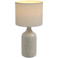 HOMCOM Lampă de masă, lampă de noptieră pentru birou cu bază din ceramică, abajur din in, 22x22x45 cm Nisipiu+Bej(m-8)