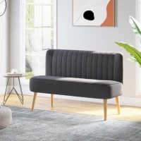 HOMCOM, Canapea cu Două Locuri, Loveseat, Material textil cu efect de in, 117 x 56.5 x 77 cm, Gri Închis(m-10)