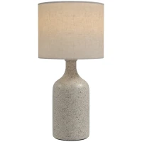HOMCOM Lampă de masă, lampă de noptieră pentru birou cu bază din ceramică, abajur din in, 22x22x45 cm Nisipiu+Bej(m-7)