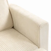 HOMCOM Sofá 4 Lugares com 2 Puffs com Armazenamento Sofá de Canto Modular em U 306 cm em Veludo Cotelê 4 Almofadas Creme(m-6)
