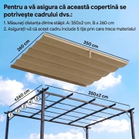 Outsunny Acoperiș de Schimb pentru Pergolă cu 10 Orificii de Drenaj,  Permeabil, 4x3 m, Bej(m-4)