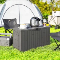 Outsunny Ladă de Grădină 227,4L cu Capac, Încuietoare, Protecție UV, 106,5x43x54,5 cm, Efect Lemn Gri(m-9)