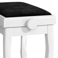 HOMCOM Banc de Piano, Tabouret Piano Réglable en Hauteur 45-56 cm, Banc de Clavier, Siège Rembourré en Velours, Blanc(m-8)