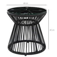Outsunny tuintafel in boho-stijl, weerbestendig, PE-rotan, 40 cm x 40 cm x 42 cm, zwart(m-3)