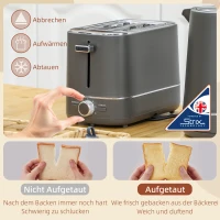 HOMCOM Set van 1,7 L waterkoker en toaster met 6 bruiningsniveaus, Grijs(m-5)