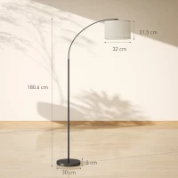 HOMCOM Lampă de Podea LED Reglabilă cu Telecomandă, 11 Temperaturi și 11 Luminozități, Temporizator 1H, Rotativă, Negru(m-3)
