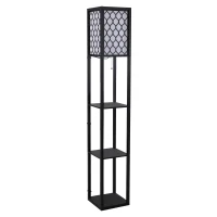 HOMCOM Staande lamp verlichting met 3 planken E27 tot 40 W voor woon-/slaapkamer hout(m-1)