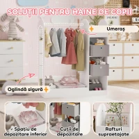 AIYAPLAY Cuier pentru Copii cu Cutii și Oglindă, Alb(m-4)