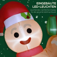 Outsunny 245 cm Opblaasbare Kerstdecoratie voor buiten – Gingerbread Man met geïntegreerde LED-verlichting, opblaasbare outdoor kerstversiering met zuurstok, ideaal voor tuin, grasveld en feest(m-4)