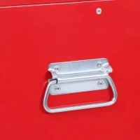 HOMCOM Carro de Herramientas con Baúl Superior 6 Cajones Armario Cerradura 4 Ganchos para Garaje Hogar Rojo(m-8)