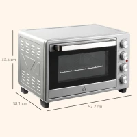 HOMCOM Mini Cuptor Electric 32L – Temperatură Reglabilă, Cronometru, 3 Moduri de Gătit(m-3)