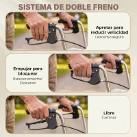 HOMCOM Andador para Ancianos Plegable con Asiento 4 Ruedas Altura Ajustable Frenos de Maneta Cesta Bandeja Porta Bastón Rojo(m-7)