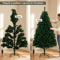 HOMCOM Brad Artificial de Crăciun 180 cm cu 700 Ramuri Ignifuge, Bază din Oțel,100x100x180 cm, Verde(m-7)
