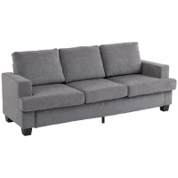 HOMCOM 3-zits Sofa, Woonkamerbank voor 3 personen, Stoffen bekleding, Stalen frame, Geplofte sofa, Grijs(m-10)