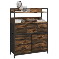 HOMCOM Stoffen Ladekast, 7 Opvouwbare Laden, 2 Planken, Stalen Frame, Bruin(m-11)