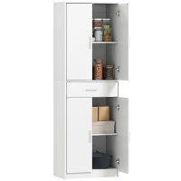 HOMCOM Keukenkast, 3-traps verstelbare planken, Spaanplaat, MDF, veel opbergruimte, Wit(m-1)
