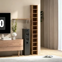 HOMCOM Rangements pour CD et DVD avec 12 compartiments, capacité max. 204 CD, 21 x 20 x 175 cm, brun rustique(m-2)