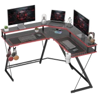 HOMCOM Birou în L cu Prize, 128 cm cu Suport Monitor(m-12)