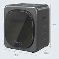 HOMCOM Wasdroger met UV-Desinfectie, Compact Ontwerp, 4 kg Capaciteit, Roestvrij Staal, Grijs(m-3)