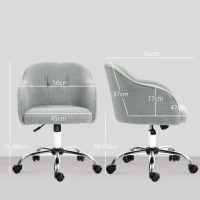 HOMCOM Homeoffice-stoel, ergonomische bureaustoel met kantelfunctie, teddysamt-look 56 x 61 x 86 cm grijs(m-3)