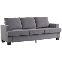 HOMCOM 3-zits Sofa, Woonkamerbank voor 3 personen, Stoffen bekleding, Stalen frame, Geplofte sofa, Grijs