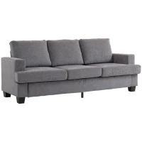 HOMCOM 3-zits Sofa, Woonkamerbank voor 3 personen, Stoffen bekleding, Stalen frame, Geplofte sofa, Grijs(m-1)