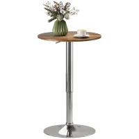 HOMCOM Table de Bar Table Bistro Mange-debout Hauteur réglable 67-93 cm Plateau pivotant 360° marron(m-11)