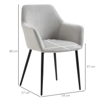 HOMCOM Set Eetkamerstoelen, Comfortabel, 54x57x80 cm, Lichtgrijs(m-3)